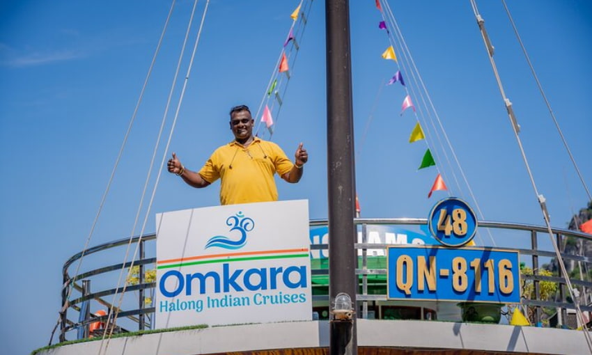 Happy Indian guests on Omkara Cruise