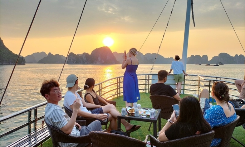 Sunset party on Halong Bay cruise